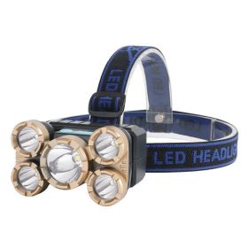 Rechargeable Headlamp for Camping Cycling Hiking Hunting (Type: Headlamp, Color: Gold & Blue)